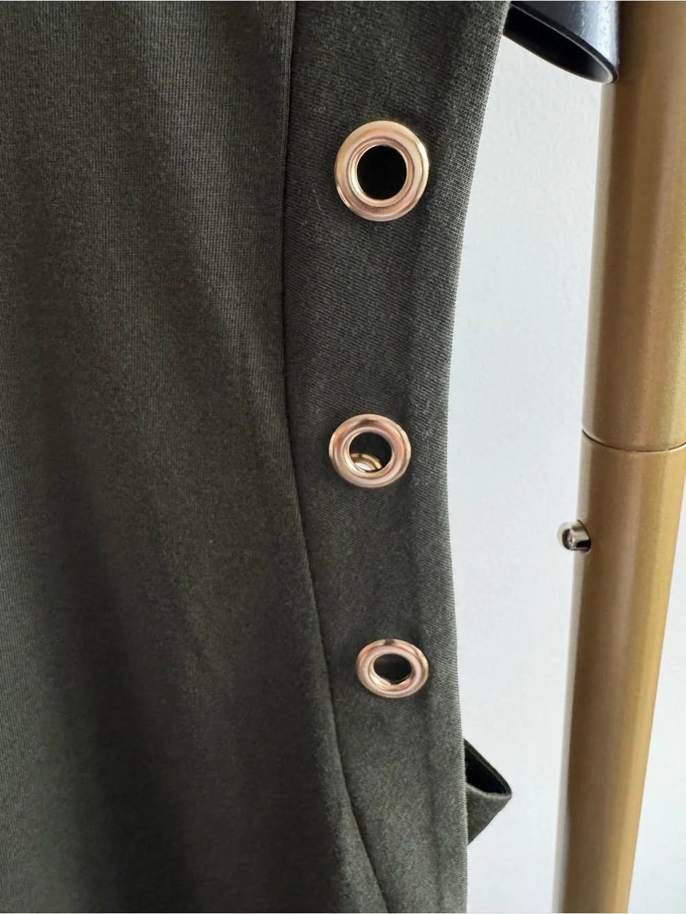 Michael Kors Olive Sleeveless Tank with Gold Eyelet Detail